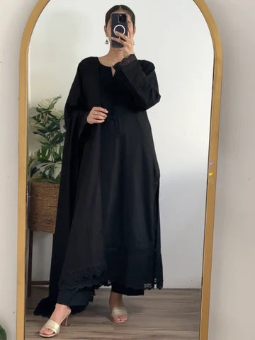 3 Piece - Slub Khaddar Black