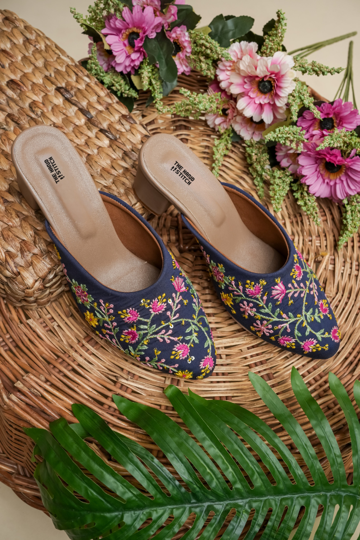 Pink Beaded Floral Embroidered Women’s Platform Heels