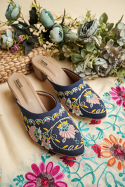 Embroidered Floral Platform Heels for Women