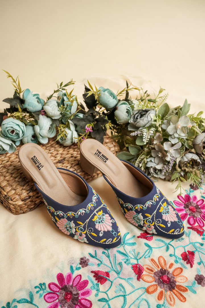 Embroidered Floral Platform Heels for Women