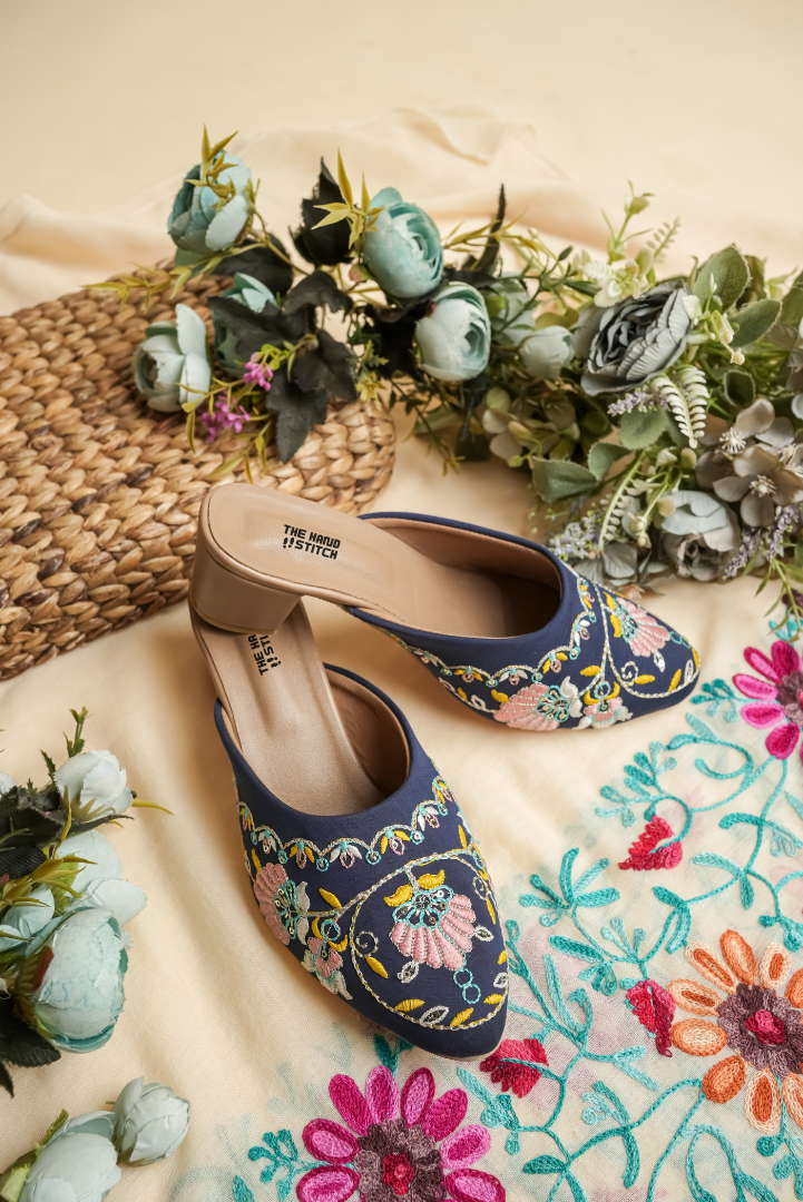 Embroidered Floral Platform Heels for Women