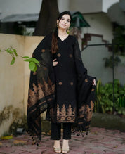 Women Black Printed Kurta Set with Dupatta | Elegant Ethnic Wear