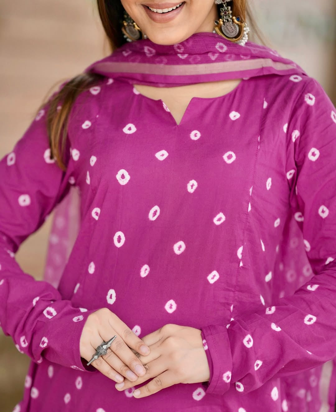 Women Pink Bandhani Print Kurta Set with Dupatta | Stylish Ethnic Wear