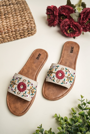 Handmade Floral Embroidered Women’s Slide Sandals