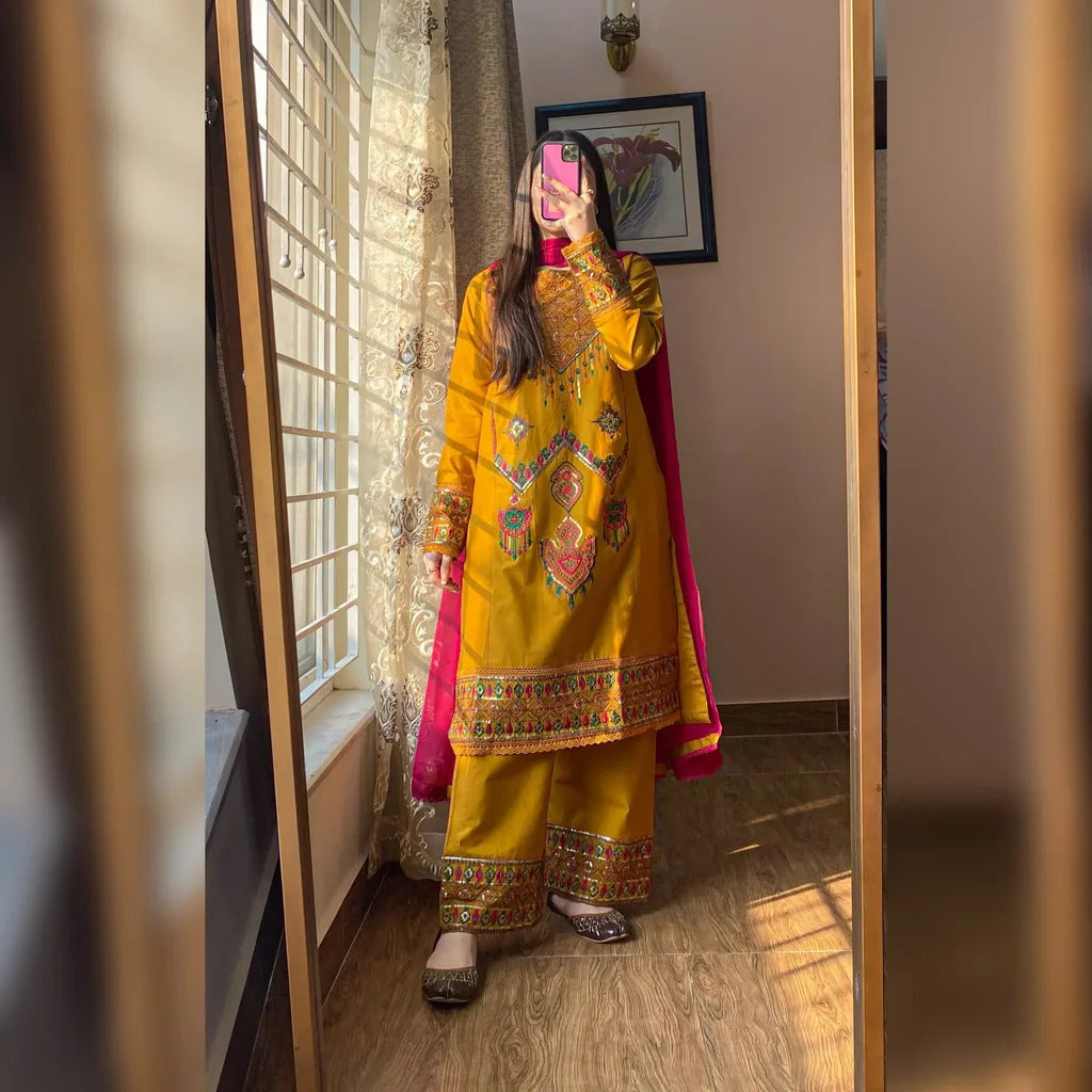 Marry Gold Embroidered 3PC