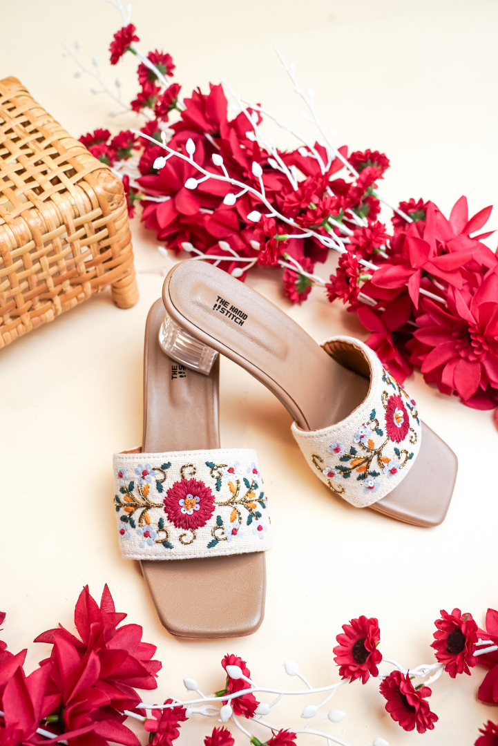 The Hand Stitch Women’s Luxury Ethnic Footwear Designer Embroidered Heels & Mules