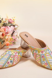 Women’s White Foil Mirror Work Heels
