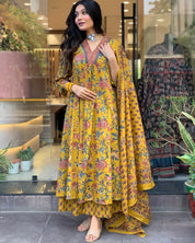 Sunflower Drape Cotton Anarkali Suit
