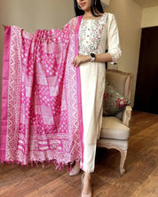 Rosé Whisper Khadi Embroidered Suit Set