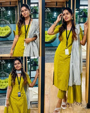 Yellow Pure Cotton Suit Set