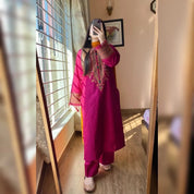 Crimson Pink Embroidered Suit