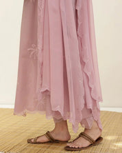 Peach Cotton Embroidered Dress