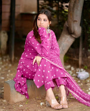 Pink Bandhani Handblock A-line GOWN