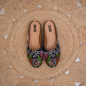 Women's Black Embroidered Juttis Handcrafted Ethnic Mojdis
