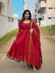 Maroon Color Designer Gown Designs For Girls