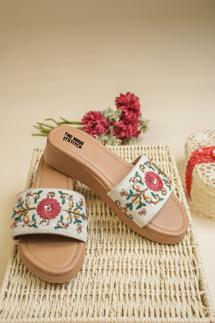 Handcrafted Floral Embroidered Women’s Platform Heels