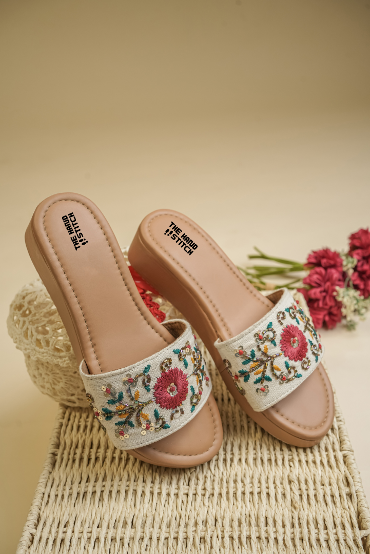 Handcrafted Floral Embroidered Women’s Platform Heels