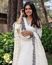 Soft Cotton Kota Doria Designer Suit With Lining And Heavy Embroidered Dupatta