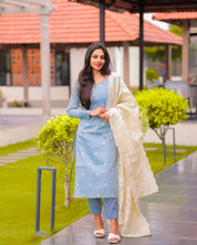Ice Blue Tissue Suit Set