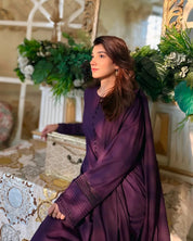 3 Piece - Slub Khaddar Purple – Women Elegant Cotton Ethnic Wear