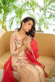 Olive Paisley Flared Maxi Kurti Stylish Ethnic Dress for Women