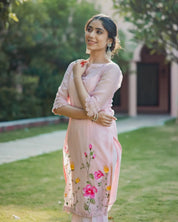 Shitij Pink Handpainted Doria GOWN