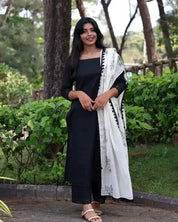 Soft Cotton Kota Doria Suit With Lining And Embroidered Dupatta