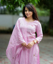Pink Cotton Embroidery Full GOWN