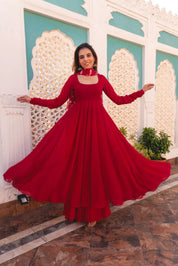 Royal Maroon Kurta Pant Dupatta Set for Women