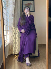 3 Piece – Silk Karandi Purple - Office Wear