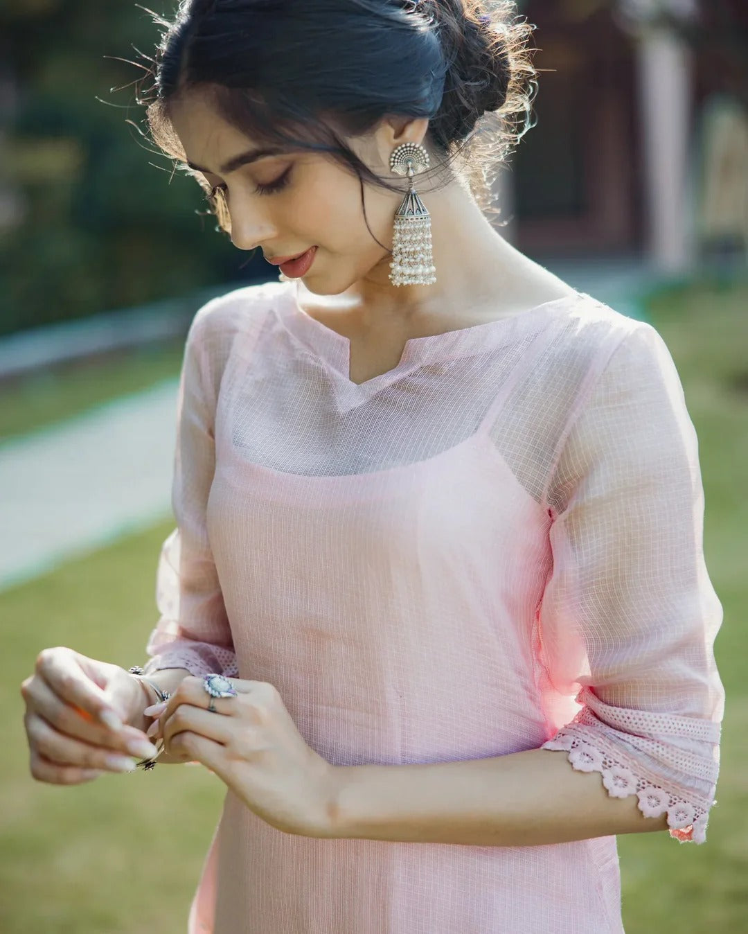 Shitij Pink Handpainted Doria GOWN