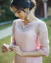 Shitij Pink Handpainted Doria GOWN