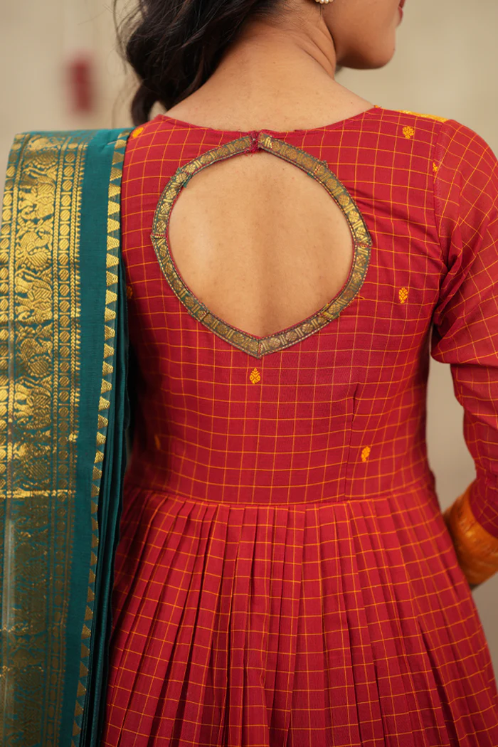 Mamta Red Color Hand Weaving Work Gown