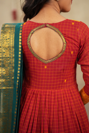 Mamta Red Color Hand Weaving Work Gown