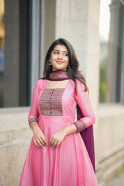 Menaka Series collection Pure cotton temple Anarkali