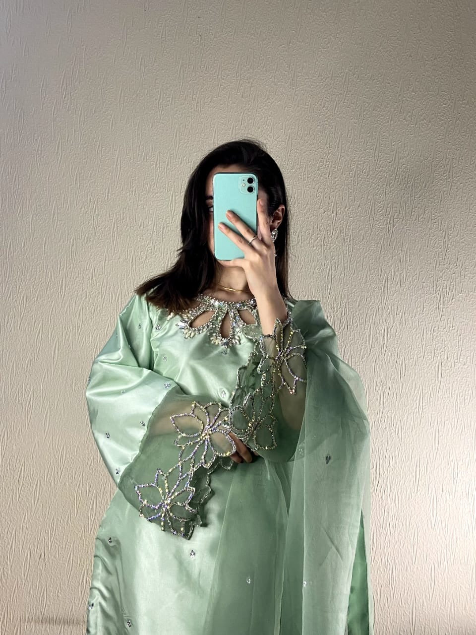 Kataan Silk,organza dupatta – Designer Suits