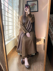 3 PIECE – SILK KARANDI DARK OLIVE – Hand Stitch