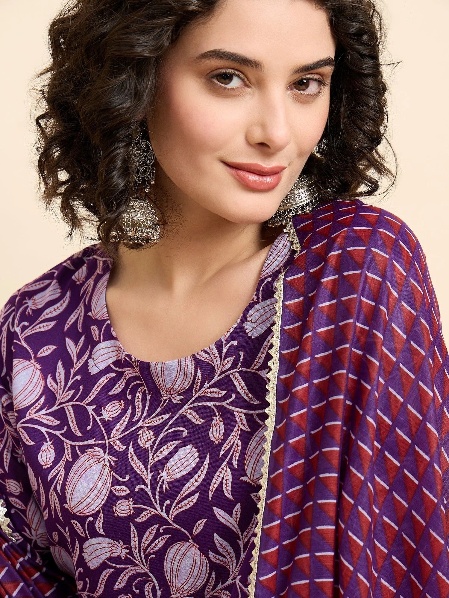 Women€™s Viscose Anarkali Kurta and Pant Set with Dupatta