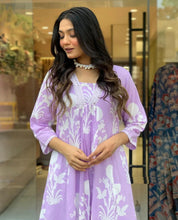 White Floral Lilac Pure Viscose GOWN