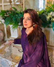 3 Piece - Slub Khaddar Purple – Women Elegant Cotton Ethnic Wear