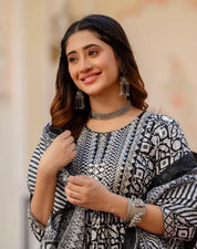 Starlight Stripe Pure Viscose Anarkali Set