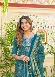 Green Ruhani Cotton Straight Suit
