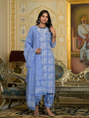 Skyline Indigo Pure Viscose Suit Set