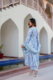 White &amp; Blue Delight Pure Viscose Suit