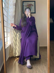 3 Piece – Silk Karandi Purple - Office Wear