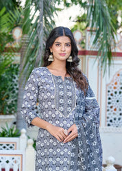 Gray Minimal Muse Rayon Straight Suit