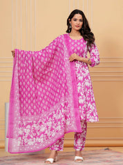 Pure Cotton Kurta, Pant & Dupatta Set
