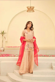 Olive Paisley Flared Maxi Kurti Stylish Ethnic Dress for Women
