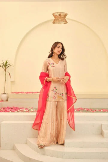 Olive Paisley Flared Maxi Kurti Stylish Ethnic Dress for Women