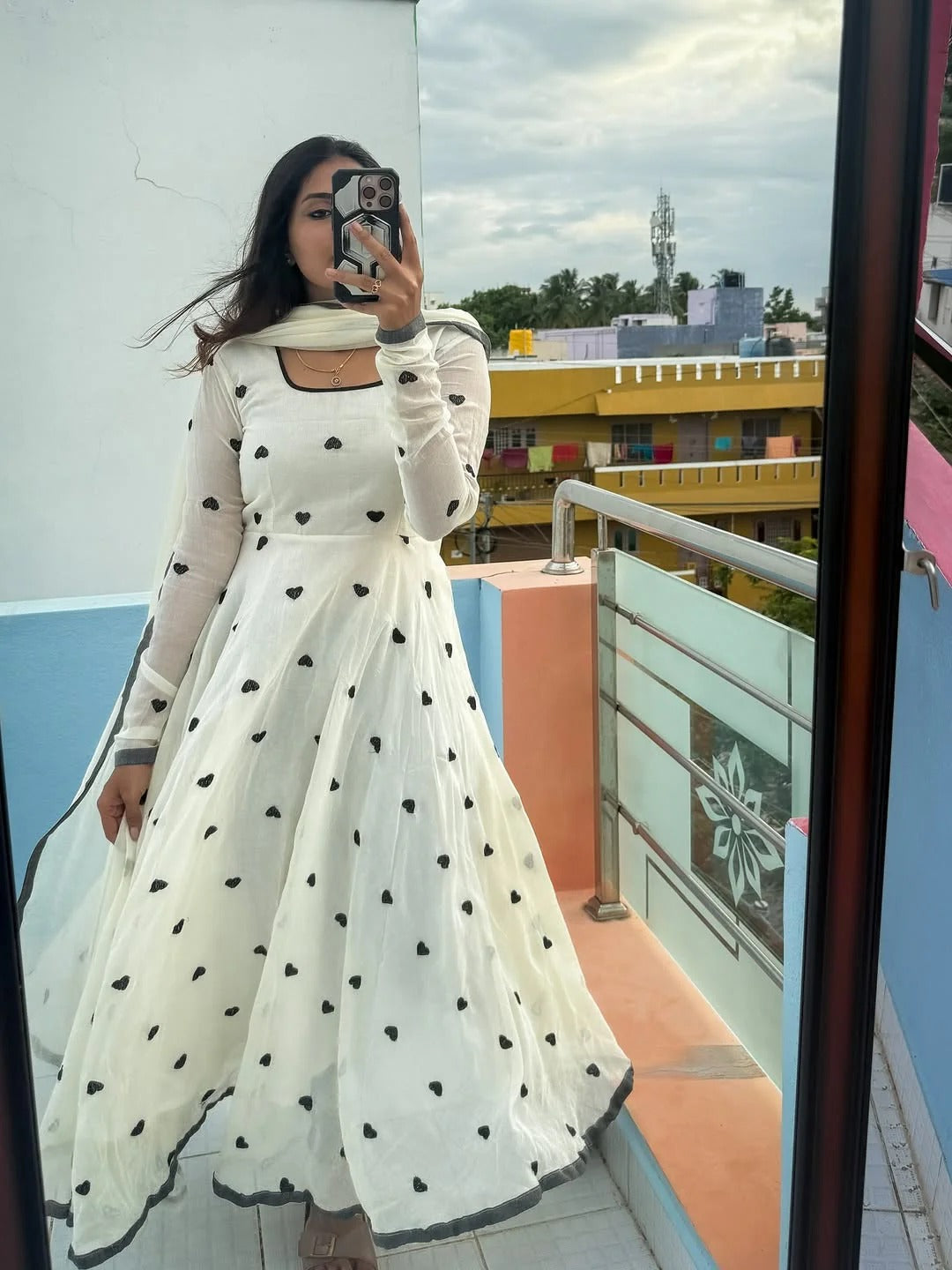 Velantine White Color Chiffon Fabric Gown